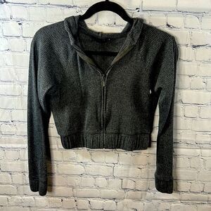 🧥 Out From Under by Urban Outfitters Cropped Ribbed Gray Hooded Jacket - Sz XS